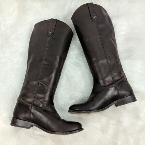 Frye Leather Tall Shaft Pull On Boots - Melissa Bu - Picture 1 of 8